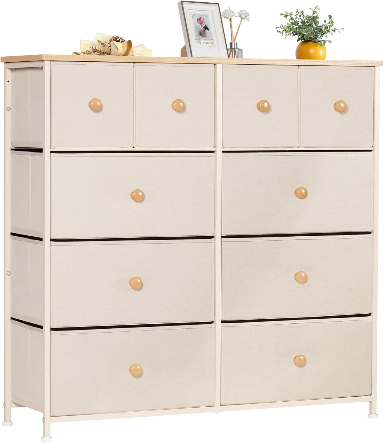 LYNCOHOME | Cômoda de 10 gavetas em tecido para quarto