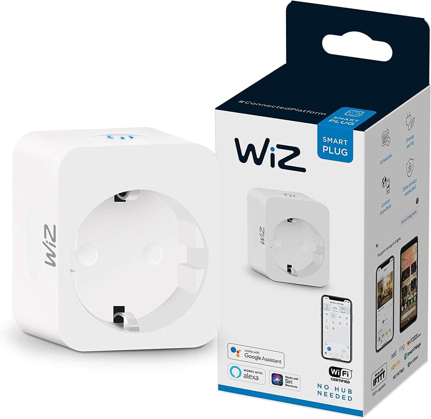 WiZ Wi-Fi Smart Plug | Tomada inteligente compatível com Alexa e Google Home, controlo por app, 1 unidade