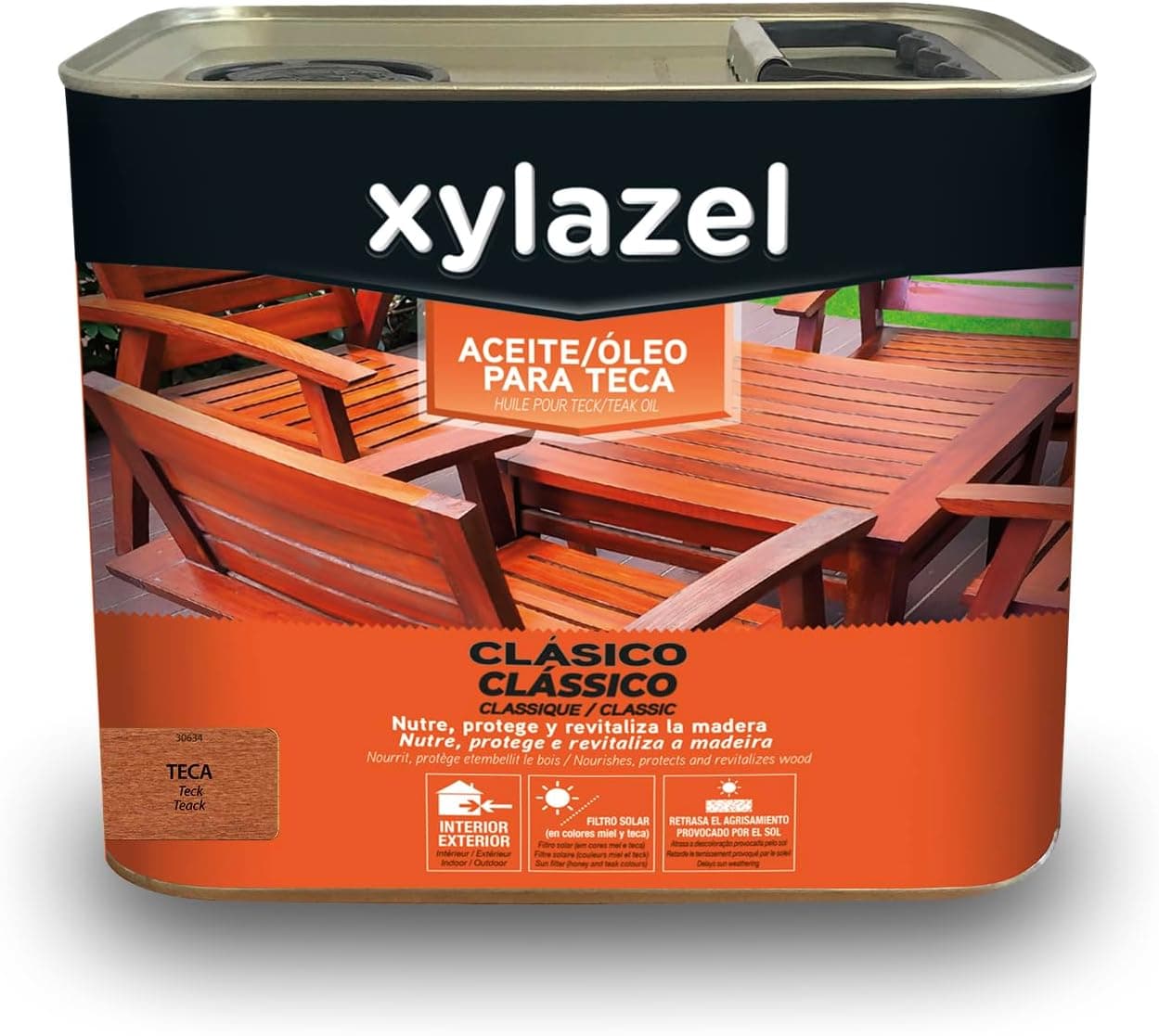 XYLAZEL Aceite para Teca | Óleo de teca protetor para madeira exterior 2,5 L