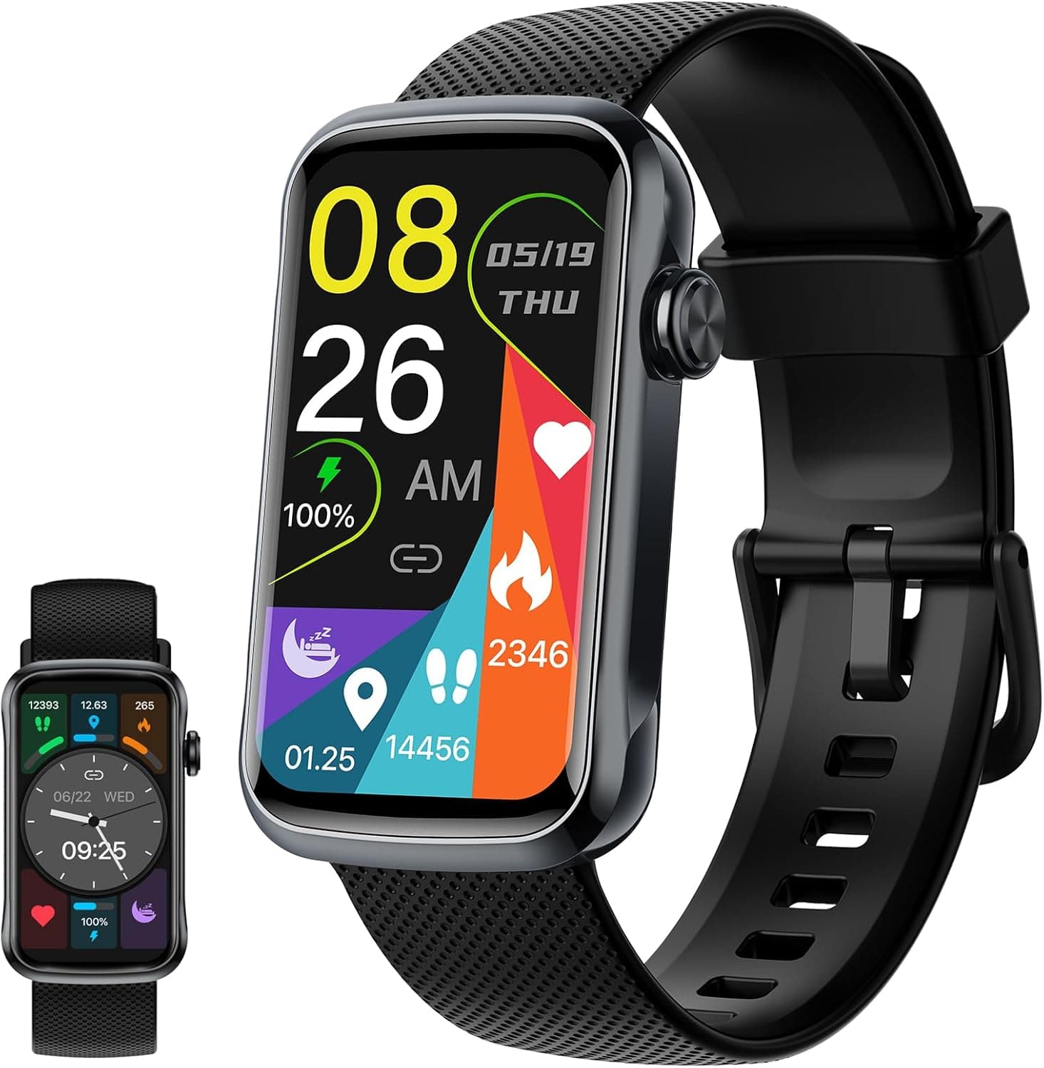 Fempoin Smart Watch | Relógio inteligente com monitorização de saúde, 24 modos desportivos e notificações para Android e iOS