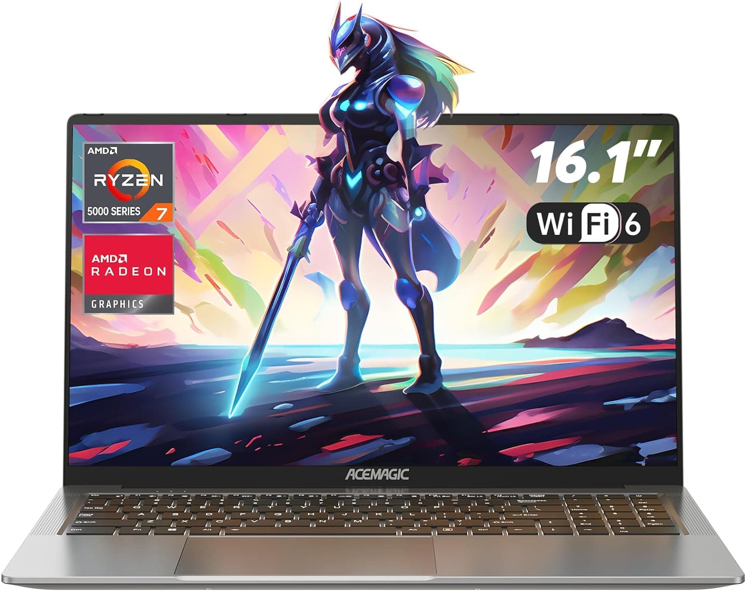 ACEMAGIC Computador portátil Gaming, AMD Ryzen 7 5825U (bateria i7-1355U), suporte de retroiluminação portátil, RAM 16 GB NVME SSD 512 GB, gráficos Radeon RX Vega 8 (16,1")