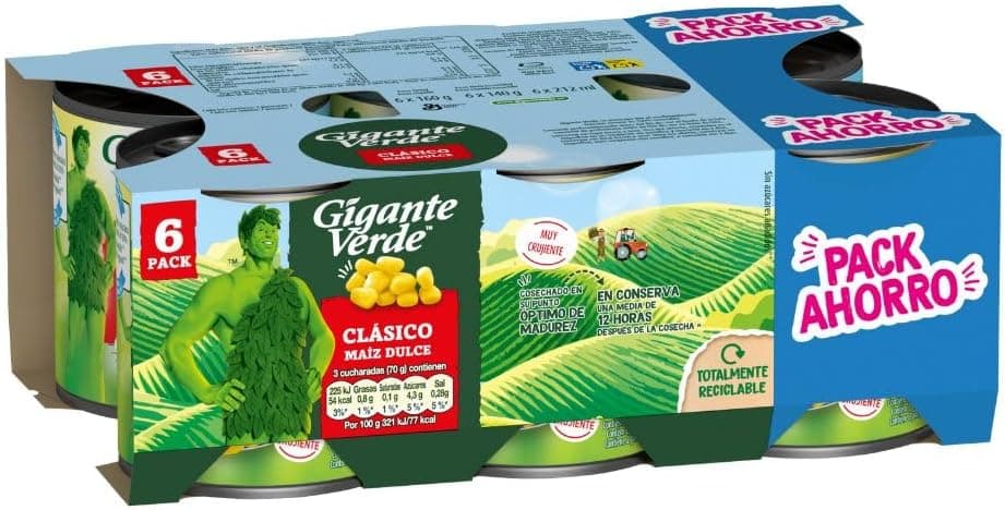 Gigante Verde - Lata de milho doce clássico, 6 x 160 g
