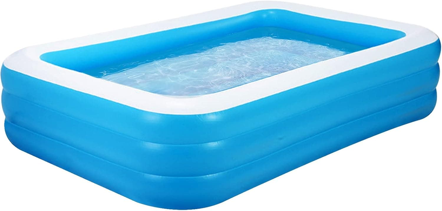 KOOSREEL Piscina insuflável, piscina infantil retangular, grande piscina familiar, para jardim, varanda, 210 cm x 135 cm x 60 cm