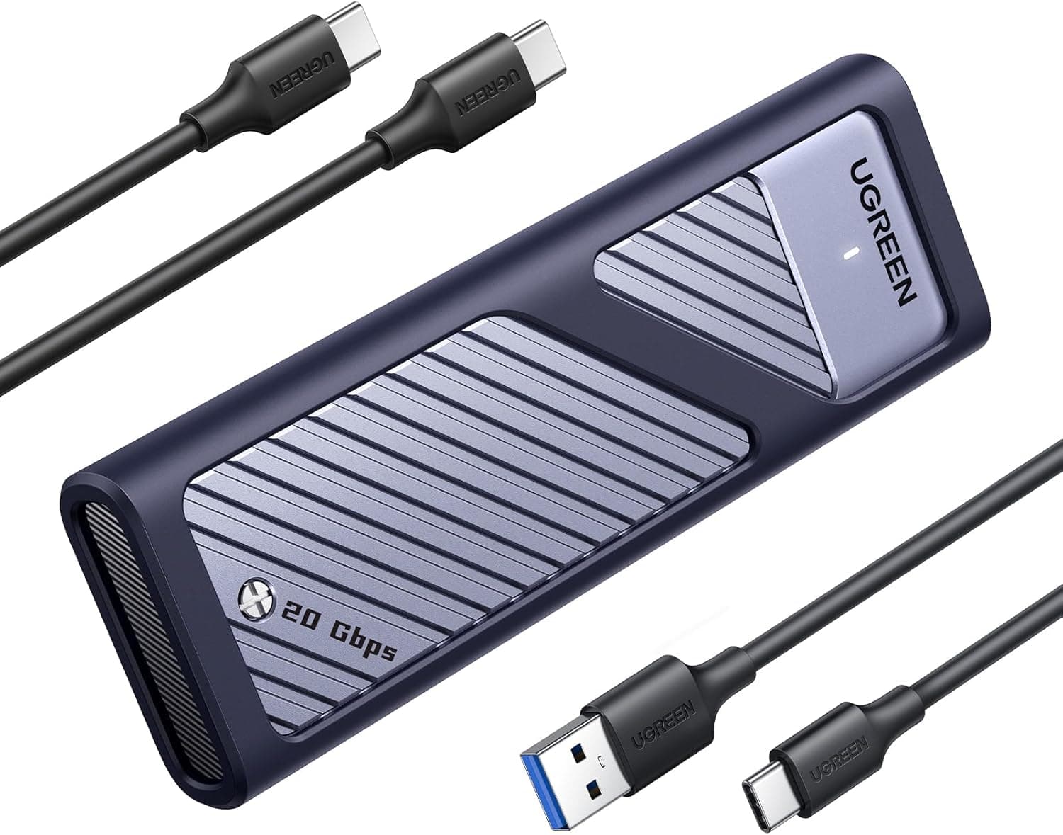 UGREEN M.2 NVMe SATA USB C 3.2 Gen 2x2 | Caixa externa para SSD M.2 com cabo, compatível com formatos 2230 a 2280