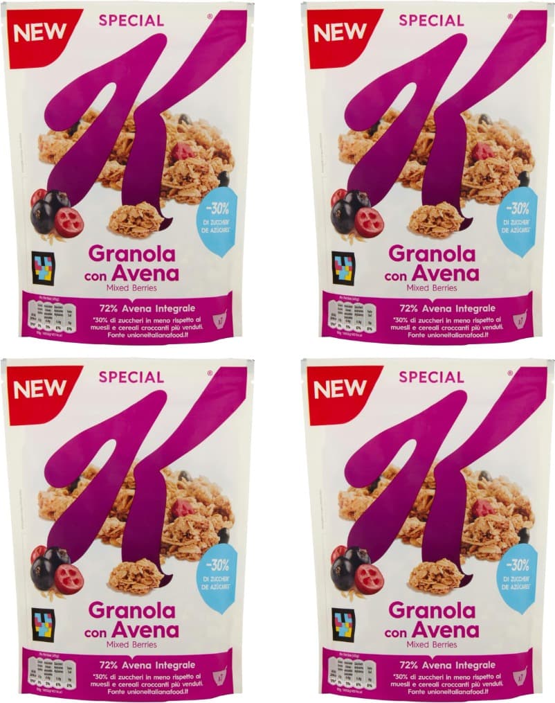 Kellogg's Granola especial K com aveia e bagas misturadas 320 g x 4