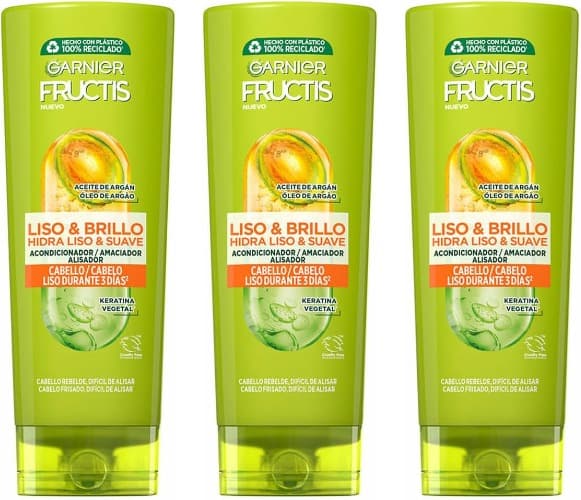 Garnier Fructis Condicionador liso e brilho, 250 ml x 3