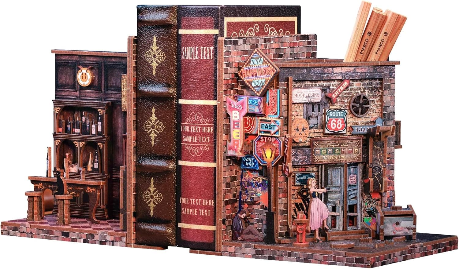 CUTEBEE Book Nook Kit - Conjunto de suportes de livros DIY, suporte para livros em miniatura, decoração de prateleiras, conjunto de maquetes para adultos, 2 unidades (Farewell to The Night)