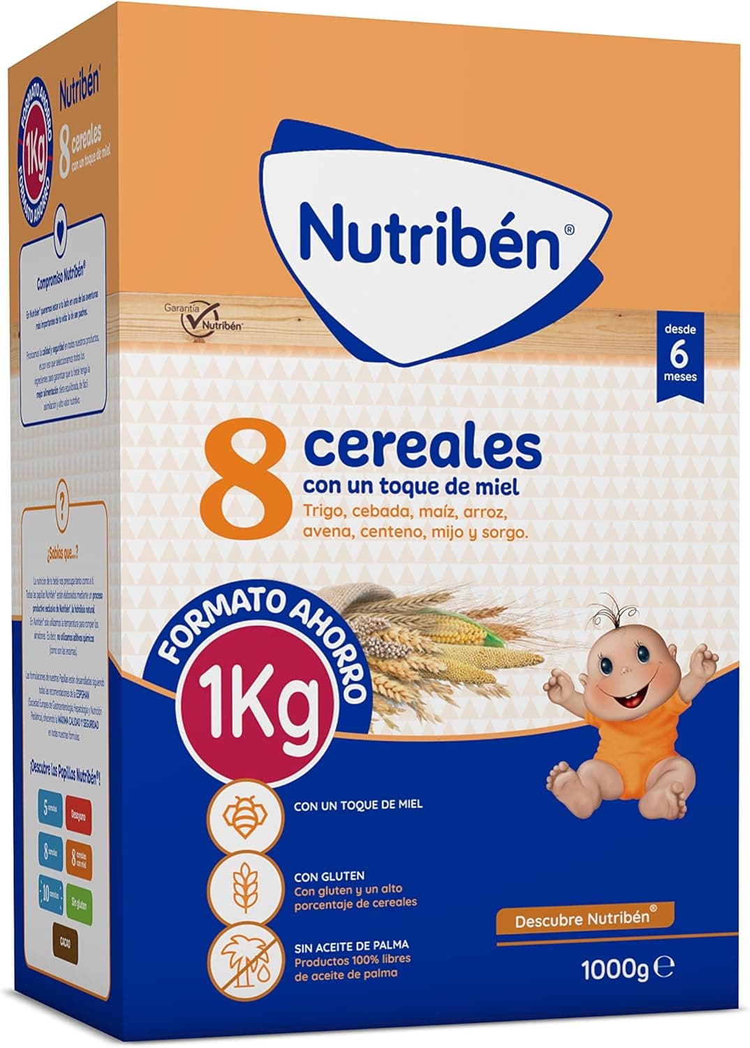 Nutribén 8 Cereais e Mel | Papa infantil sem óleo de palma a partir dos 6 meses, 1000 g