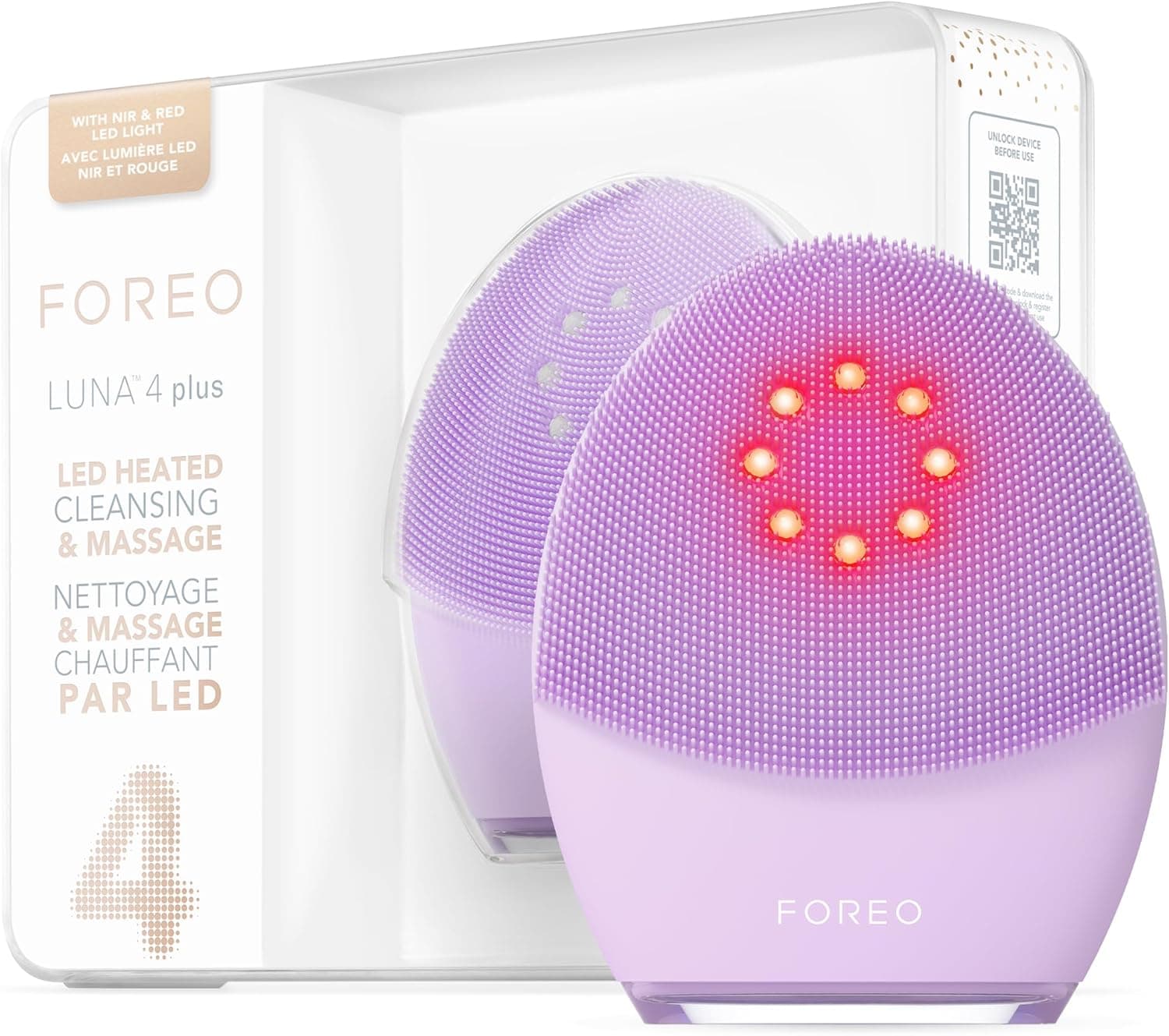 FOREO LUNA 4 plus - Escova de limpeza facial - terapia de luz infravermelha próxima terapia de luz LED vermelha - limpeza facial profunda - dispositivo de microcorrente anti-idade - pele sensível