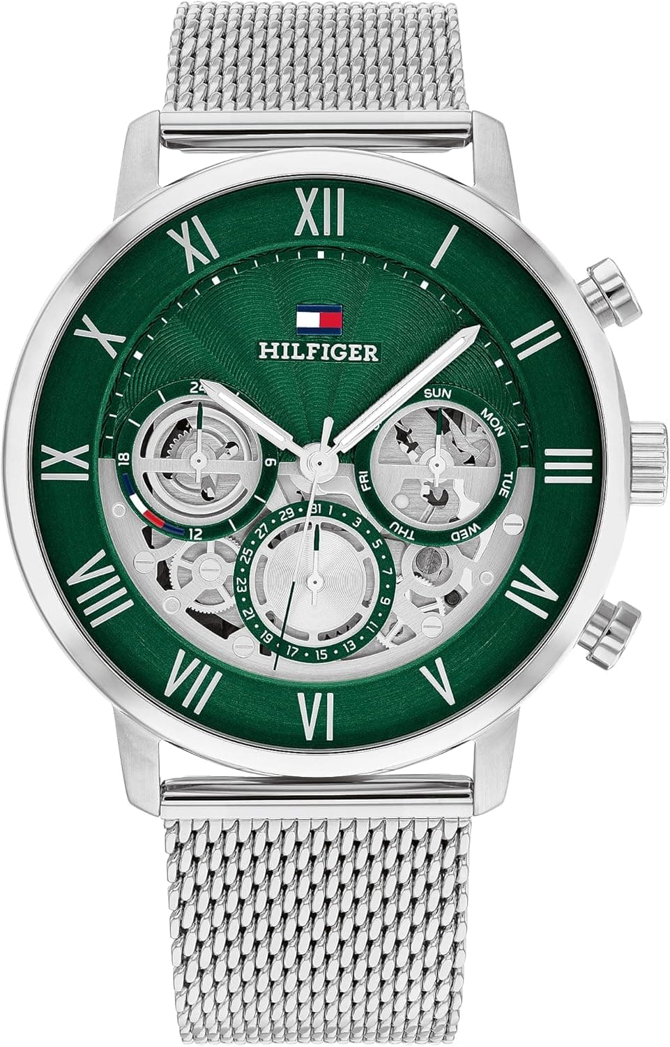 Relógio analógico de quartzo multifuncional Tommy Hilfiger para homens com pulseira de aço inoxidável prateado - 1710569