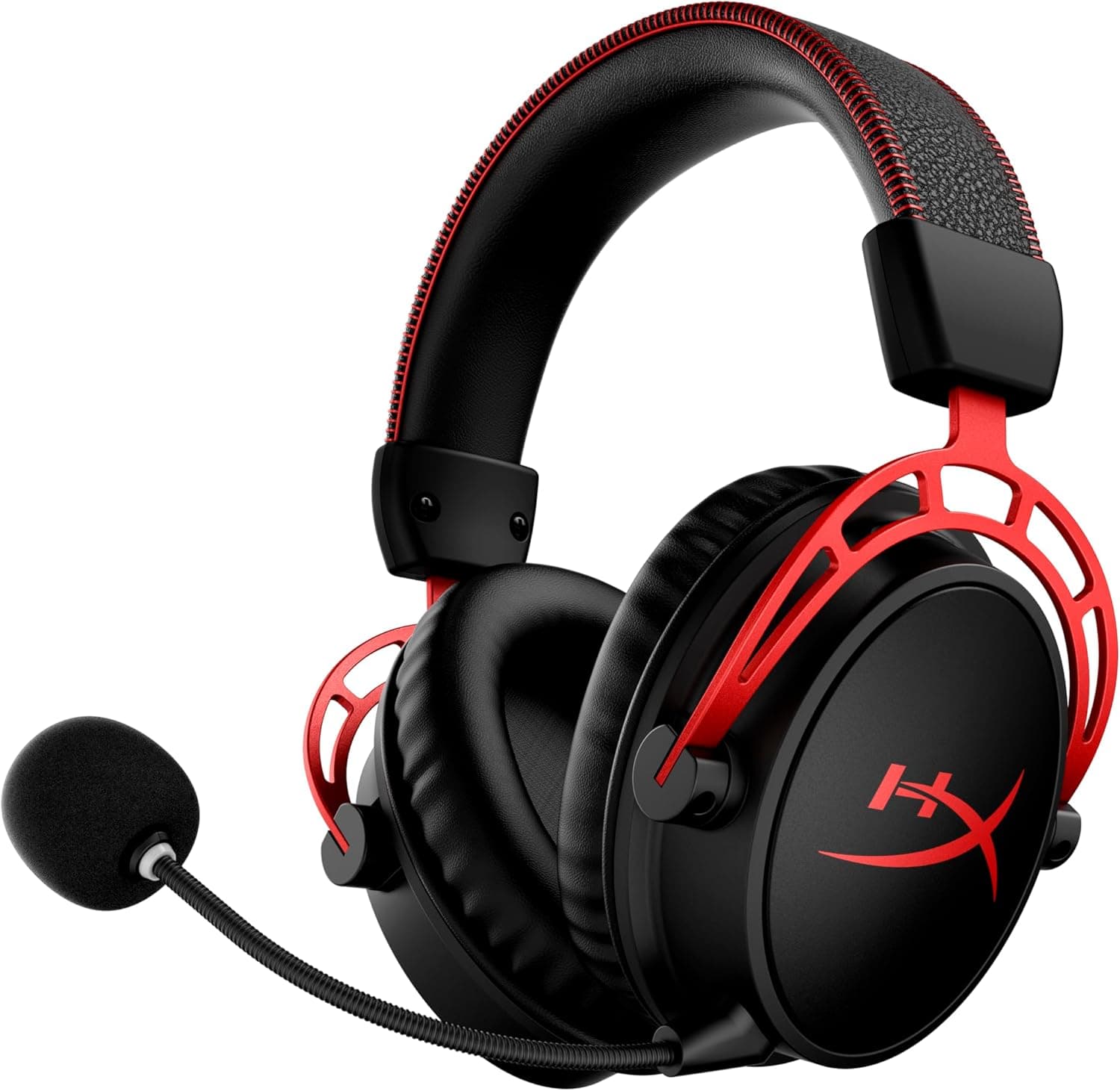 HyperX Cloud Alpha Wireless Auriculares sem fios para jogos de PC, duração da bateria de 300 horas, espuma viscoelástica, controladores de câmara dupla, preto e vermelho