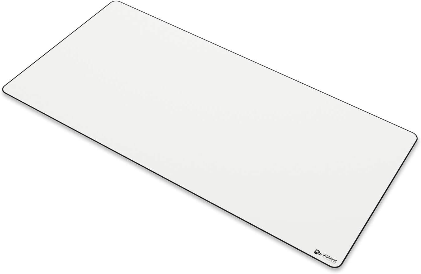 Glorious Gaming Tapete de tecido (XXL estendido) - bordas costuradas, superfície lisa para velocidade e controlo, base antiderrapante, lavável na máquina, grande (910 x 460 x 3 mm) - branco