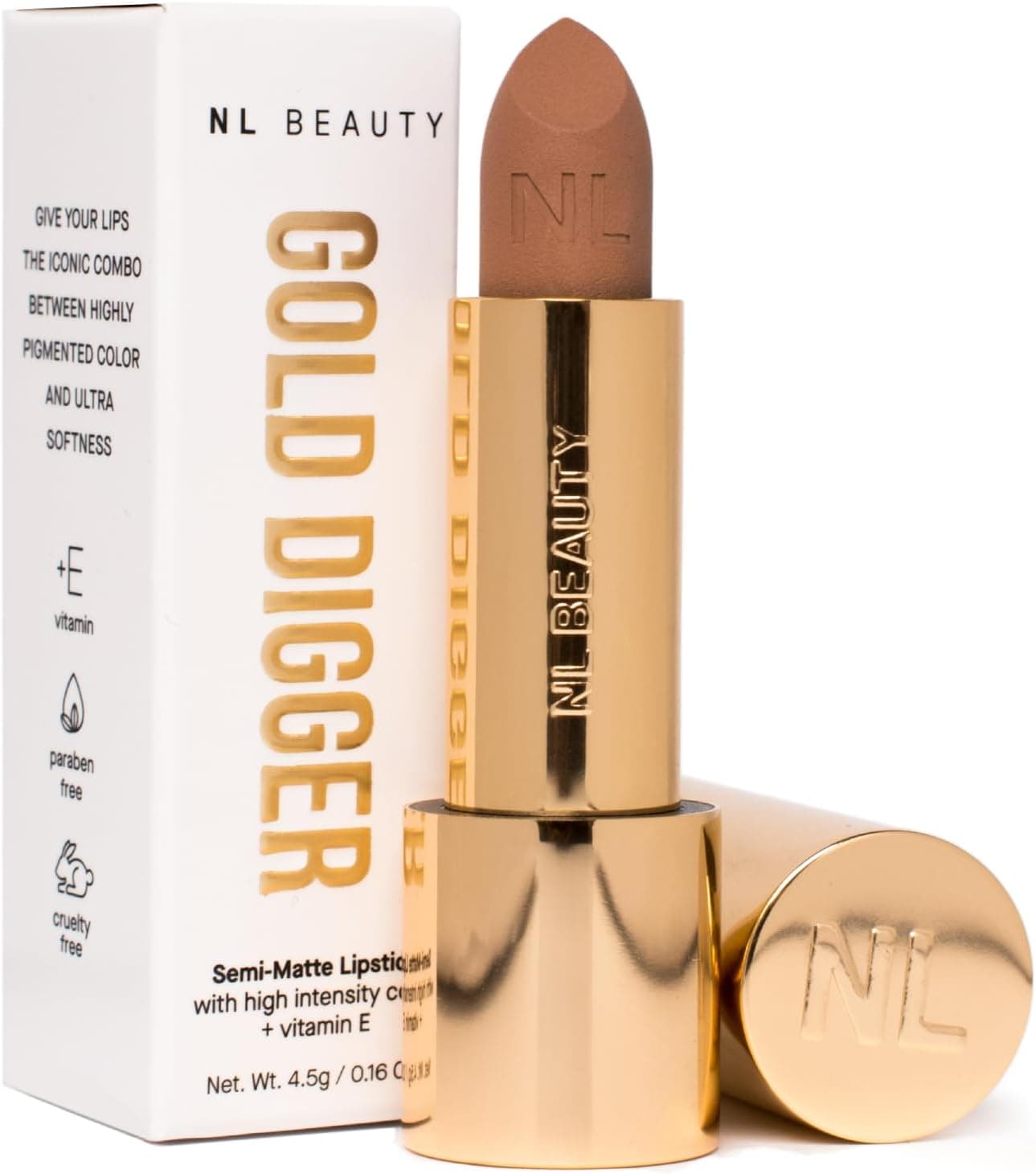 NL BEAUTY No. 01 24K | Batom semi-mate aveludado com vitamina E 4,5 g