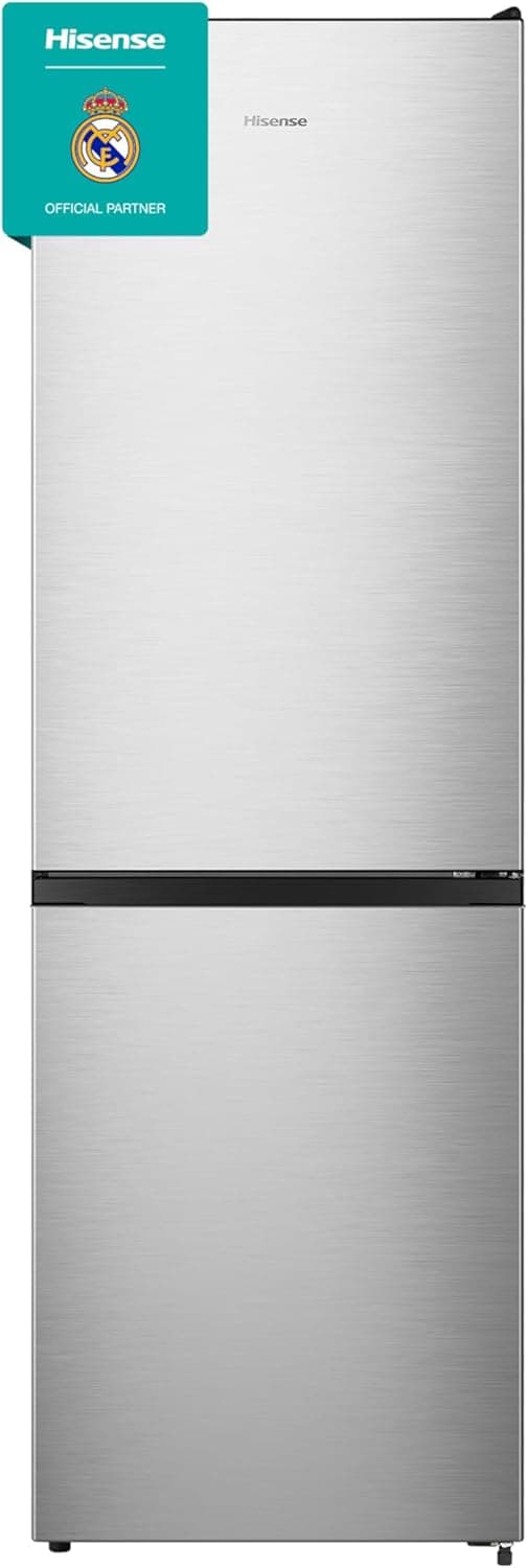 Hisense RB390N4ACE Frigorífico Combinado, classe E eficiente, capacidade de 304 l com 186 cm de altura, gavetas legumes, 4 estrelas congelador, porta reversível, silencioso 39dB, cor branca