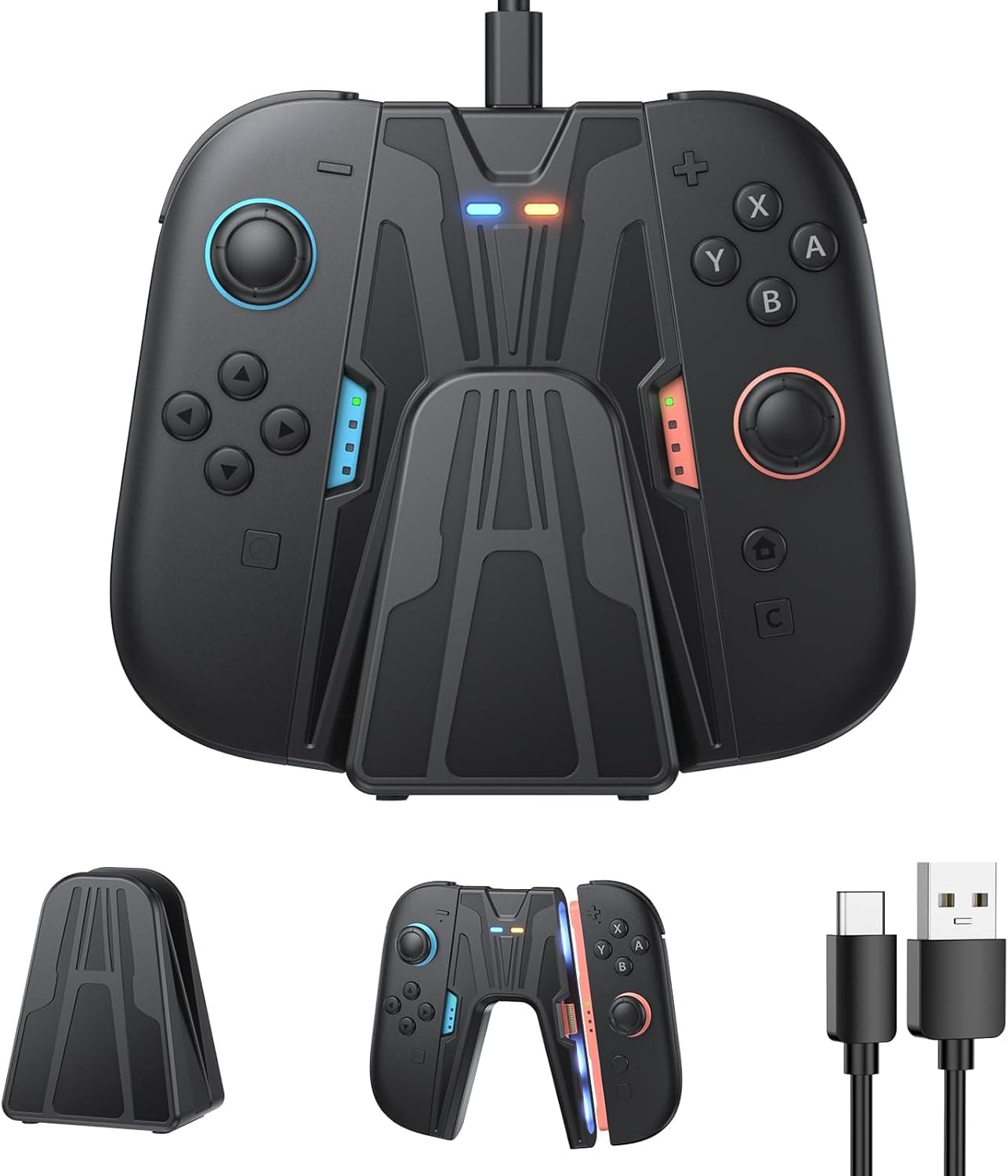 FASTSNAIL Joy-Con Charging Grip | Base de carga com fio para comandos Nintendo Switch 2 com porta USB-C e alinhamento magnético