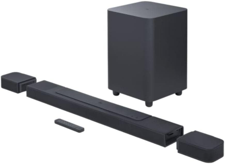 JBL Bar 1000, barra de som, altifalantes e subwoofer sem fio, tecnologia PureVoice, HDMI eARC, som envolvente Dolby Atmos, DTS X, MultiBeam, em preto, tomada UE (tipo C)