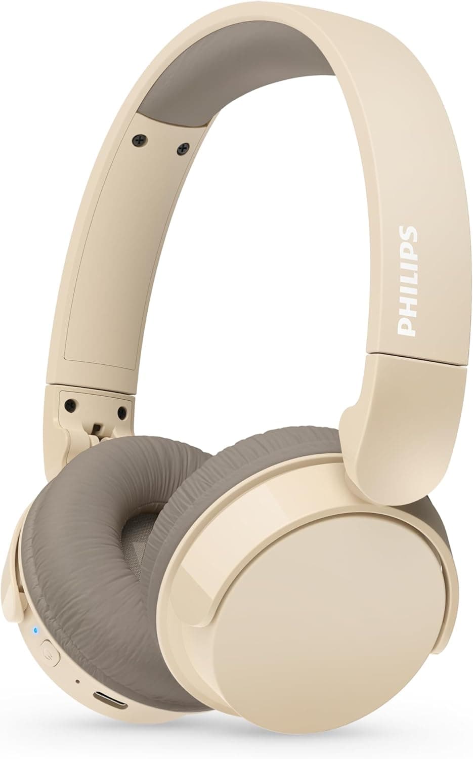 Philips TAH3209BG Auriculares Bluetooth leves com isolamento passivo de ruído - 55 horas de reprodução, som natural, chamadas nítidas, graves dinâmicos, 2 horas de carregamento USB-C - bege