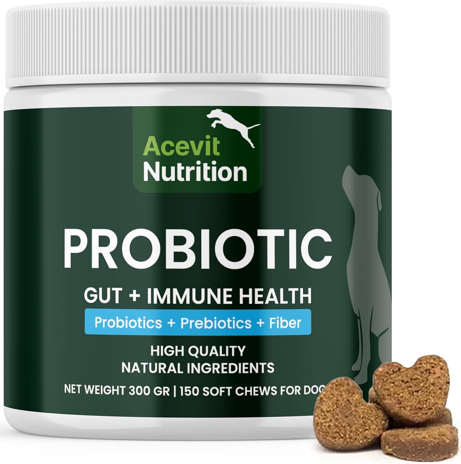 Acevit Nutrition | Probióticos naturais para cães com apoio digestivo e imunidade, 150 unidades