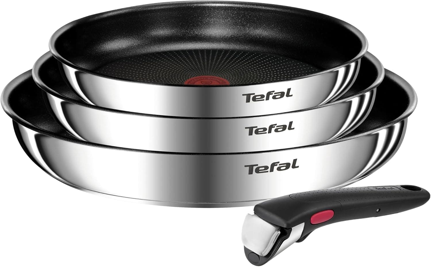 Tefal Ingenio Emotion Conjunto de 3 frigideiras 22/24/28 cm cabo removível, adequado indução, antiaderentes, revestimento titânio, sinal térmico, máquina de lavar louça e forno