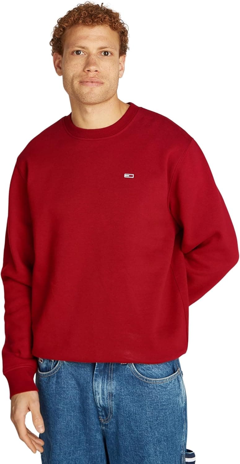 Tommy Jeans Camisola de homem regular Fit Flag Fleece com gola redonda