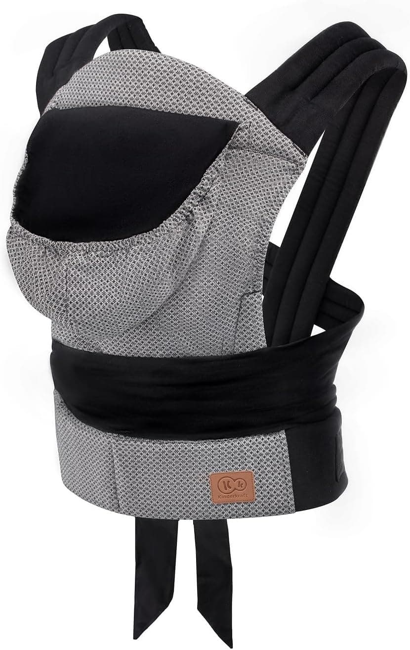 kk Kinderkraft ADOREE Mochila porta-bebés ergonómica, porta-bebés de 3 mesi a 20 kg, tipo Mei Tai, posição central dorsal, com capuz, postura segura, assento ajustável, cinzento