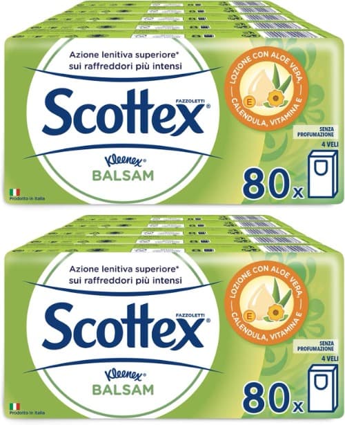 Scottex Balsam Lenços, 10 pacotes de 8 embalagens