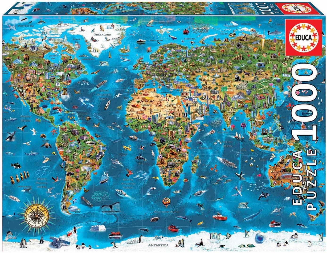 Educa - Puzzle de 1000 peças para adultos | maravilhas do mundo. Inclui cola Fix Puzzle. 14 Anos (19022)
