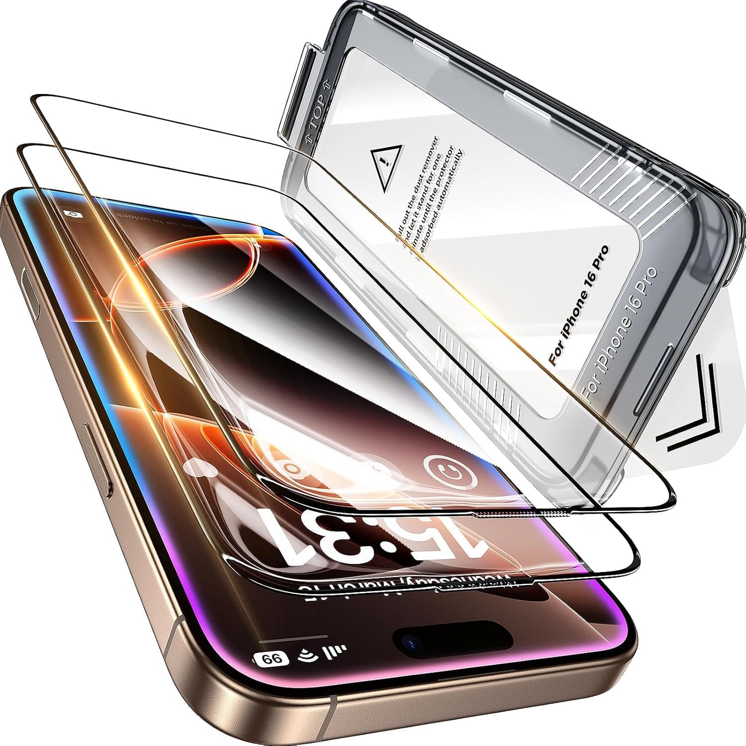 LISEN 2 peças protetor ecrã para iPhone 16 Pro cobertura completa com kit de fácil instalação, 6,3" HD vidro temperado para iPhone 16 Pro, dureza 9H, transparente, sem bolhas, 0,33 mm Ult