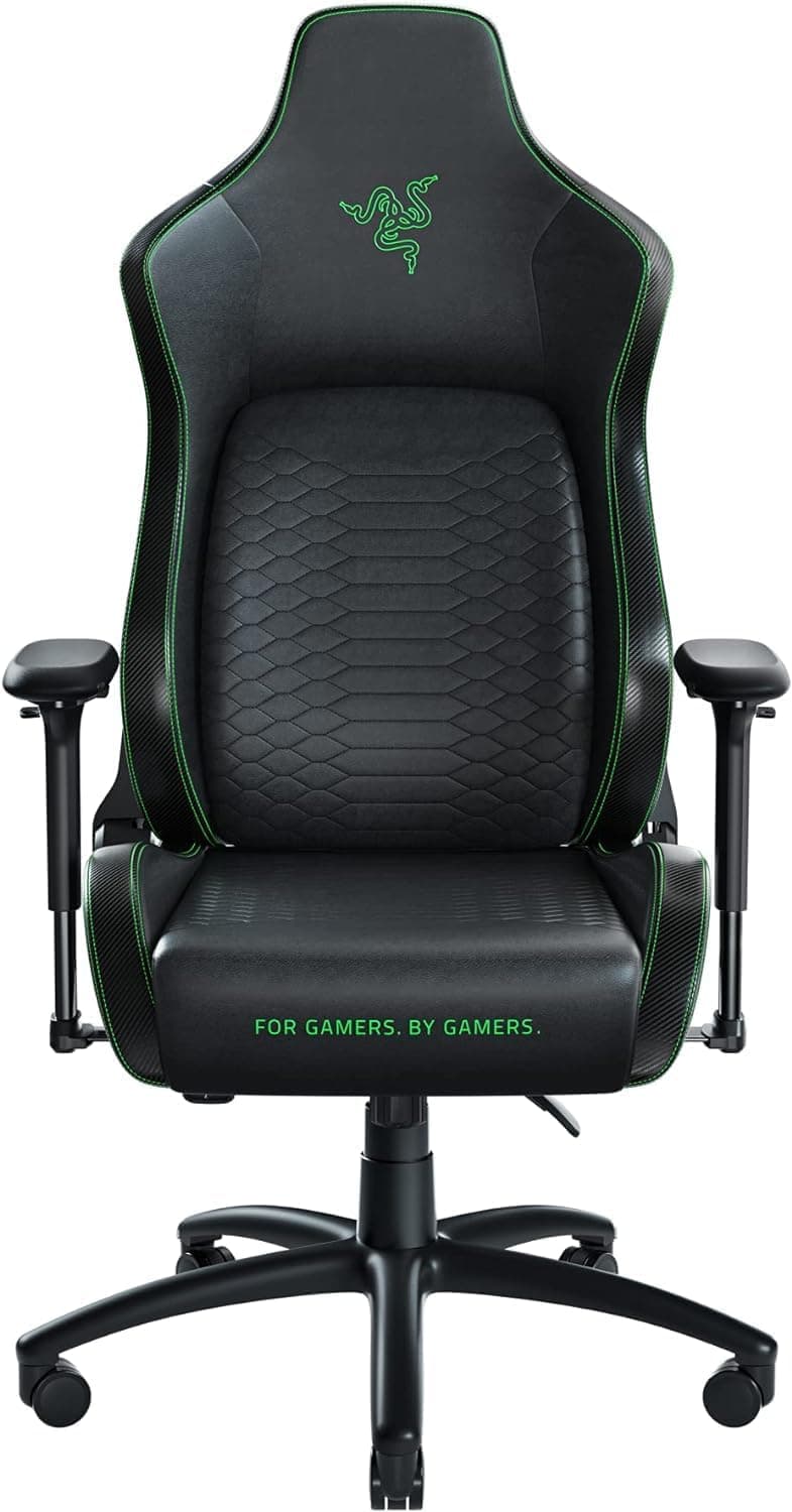 Razer Iskur V2 - Cadeira para Gamers com suporte lombar adaptativo (almofadas de espuma de alta densidade, couro sintético de qualidade EPU, apoio de braços 4D) verde