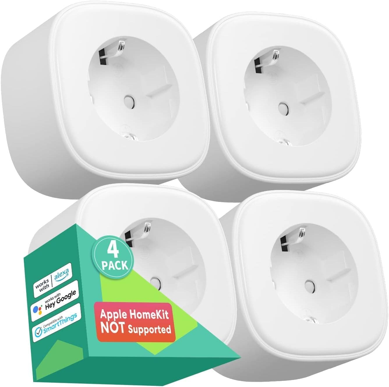 Tomada inteligente, Meross WiFi tomadas inteligentes compatíveis com Alexa, Google Assistant e SmartThings, WiFi Smart Plug 4 peças