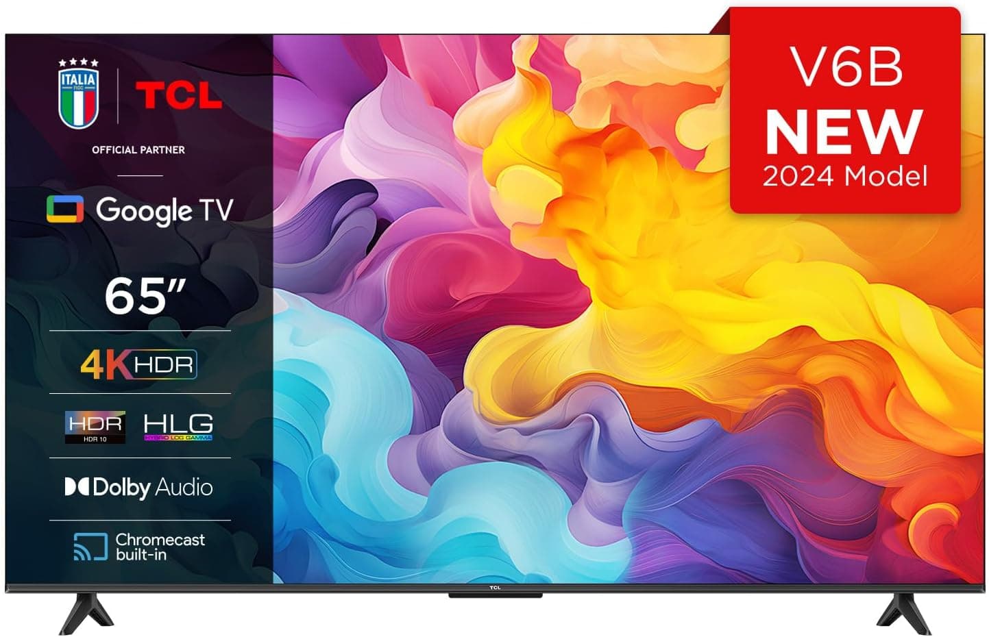 TCL 65V6B 65" 4K Ultra HD, HDR TV, Smart TV Powered by Google TV (áudio dolby, movimento clarity, controlo por voz, compatível com o Google Assistant, Chromecast integrado)