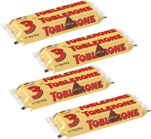 Toblerone Chocolate com leite suíço com Nougat de mel e amêndoas, 150g x 4
