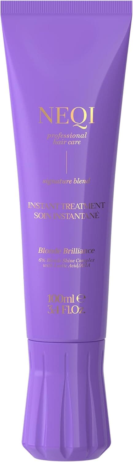 NEQI - Treatment Treasure Blonde Brilliance - Máscara intensiva de 3 min para cabelo loiro - com Blonde Shine Complex & AHA - Fortalece e evita tons amarelos - 100 ml