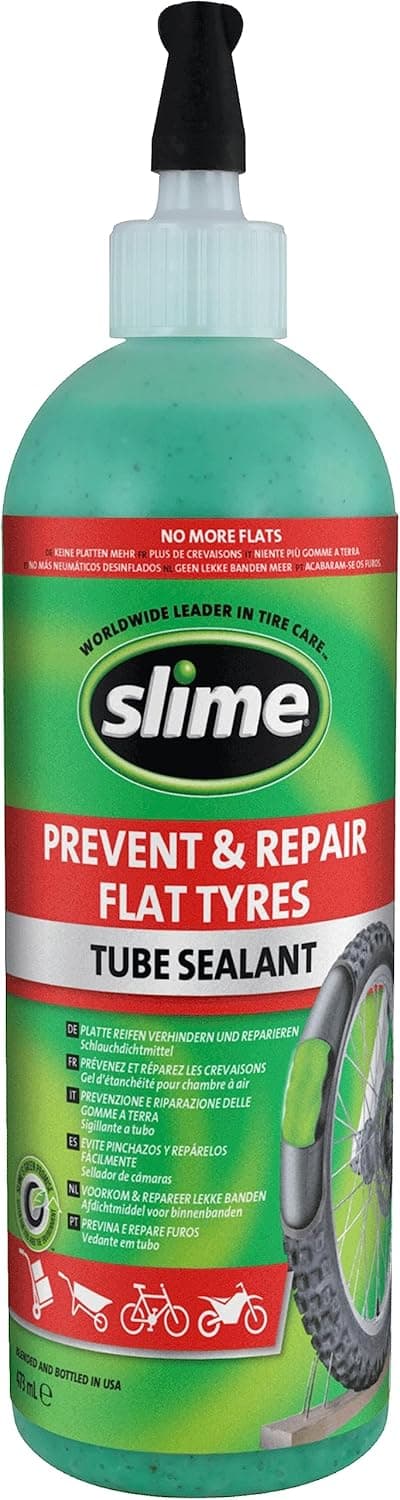 Slime Selante de reparação de perfuração de pneu com câmara de bicicleta, prevenção e reparação, adequado para bicicletas, com mangueira de enchimento