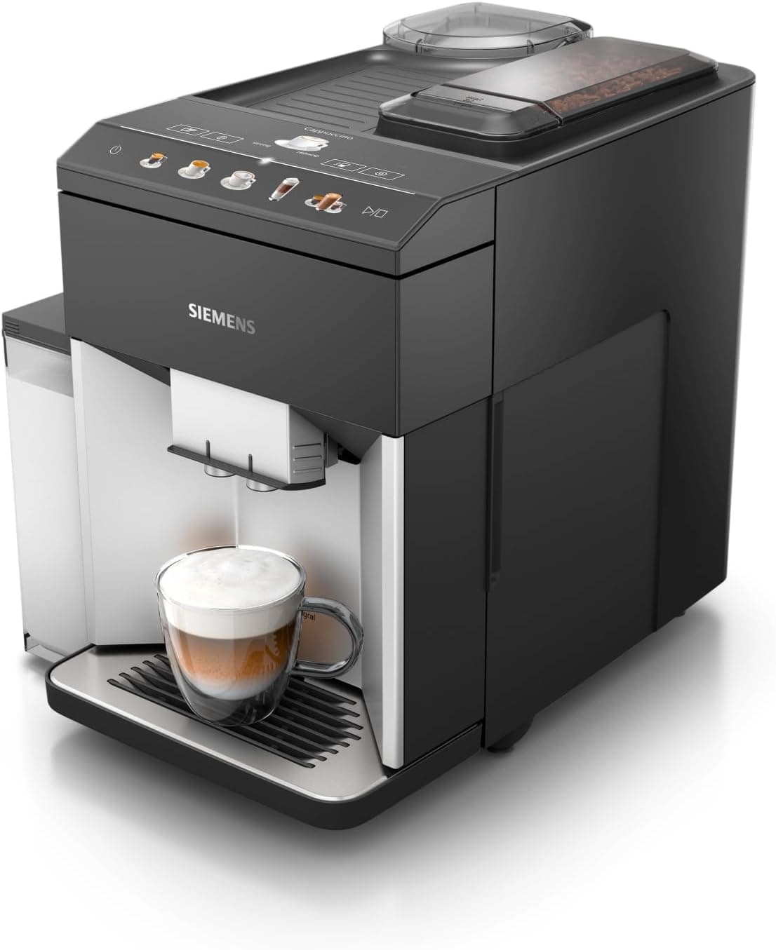 SIEMENS - Cafeteira super automática, EQ500, limpeza automáticaMilk, Display TFT Touch&Slide, função oneTouch doubleCup, prateado/preto, TQ513R01