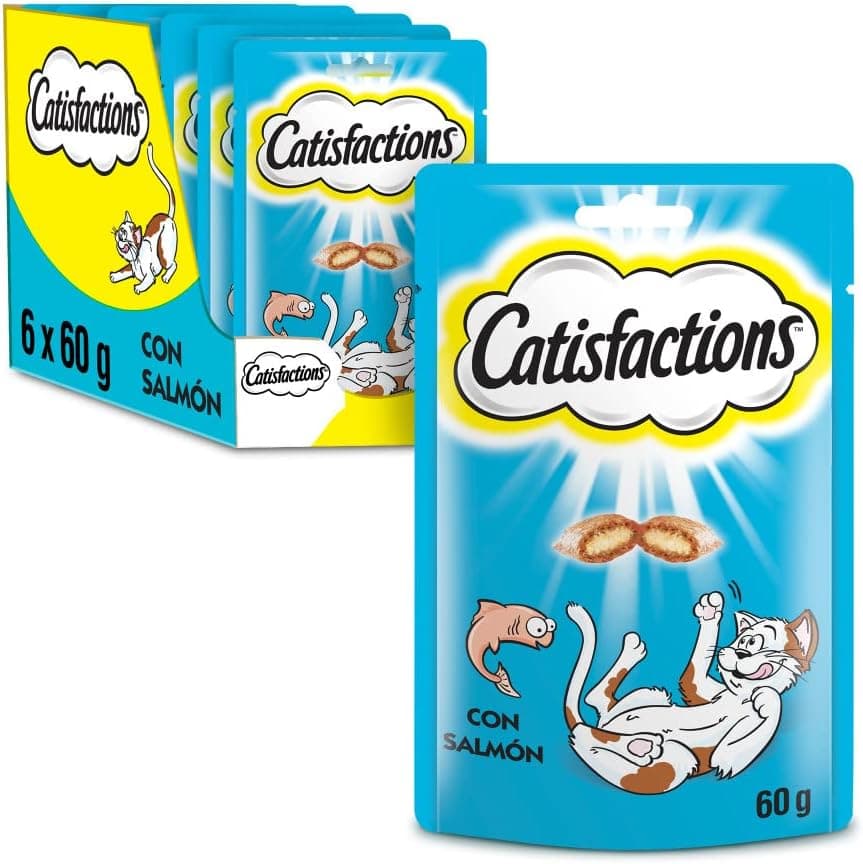Mars Catisfactions Prémios para gatos, sabor salmão (embalagem de 6 x 60 g)