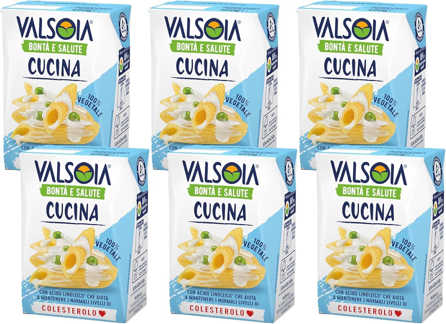 Valsoia, Creme substituto vegetal de bechamel, para intolerantes à lactose, veganos e vegetarianos,  6 x 200 g