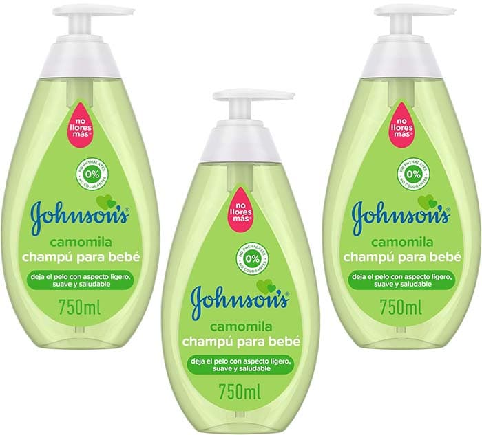 Johnson's Baby, Champô de bebé para uso diário, limpo e suave, sem sulfatos, para toda a família, 750 ml x 3