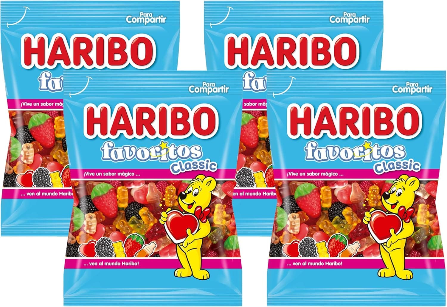 HARIBO Classic Favorites | Gomas sortidas para crianças e adultos, pack de 4 x 150 g