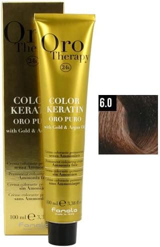 Fanola Gold Therapy Colour Keratin Pure | Coloração permanente em creme tom 6 louro escuro 100 ml