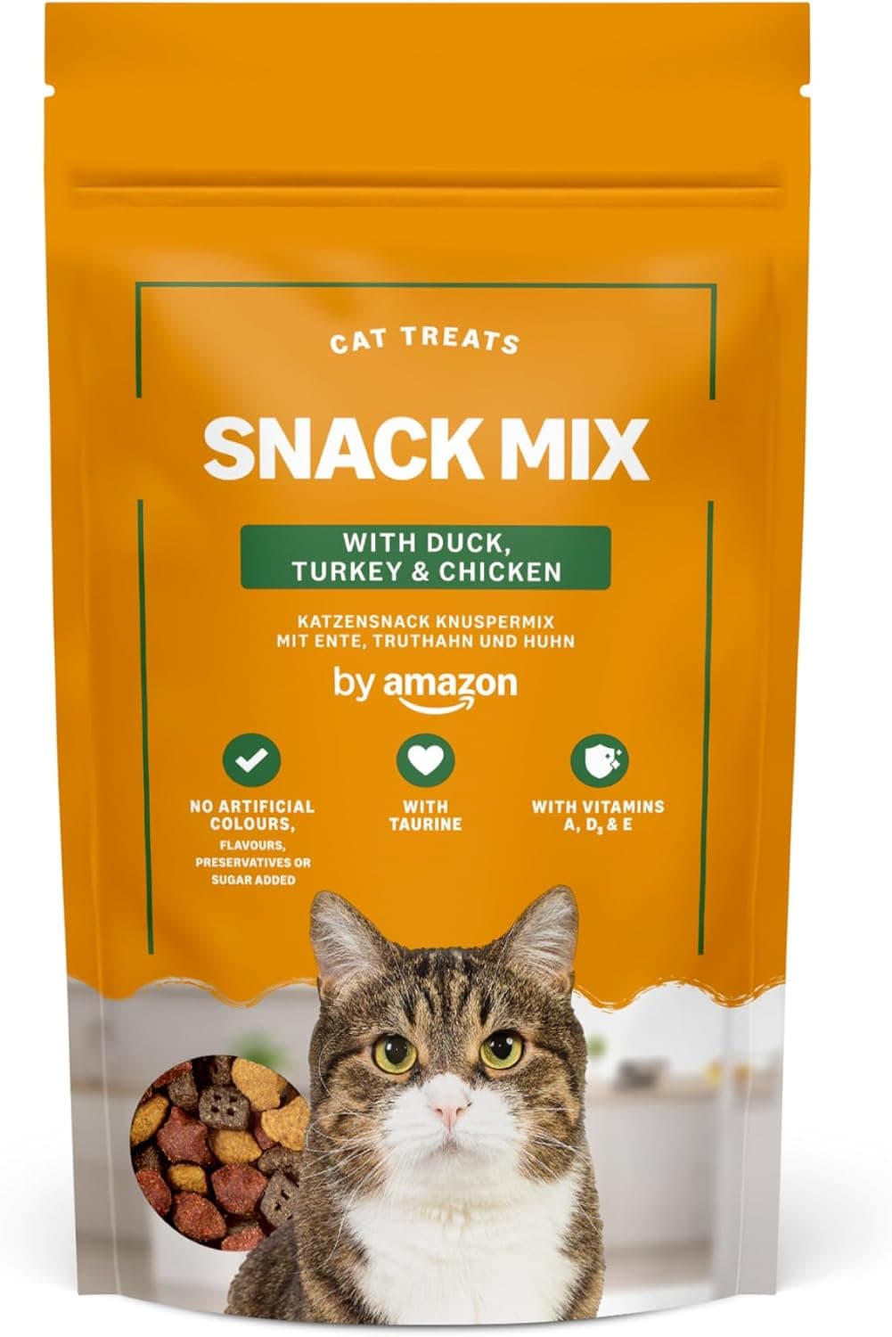 By Amazon Snack Mix | Snack crocante para gatos com pato peru e frango 70 g