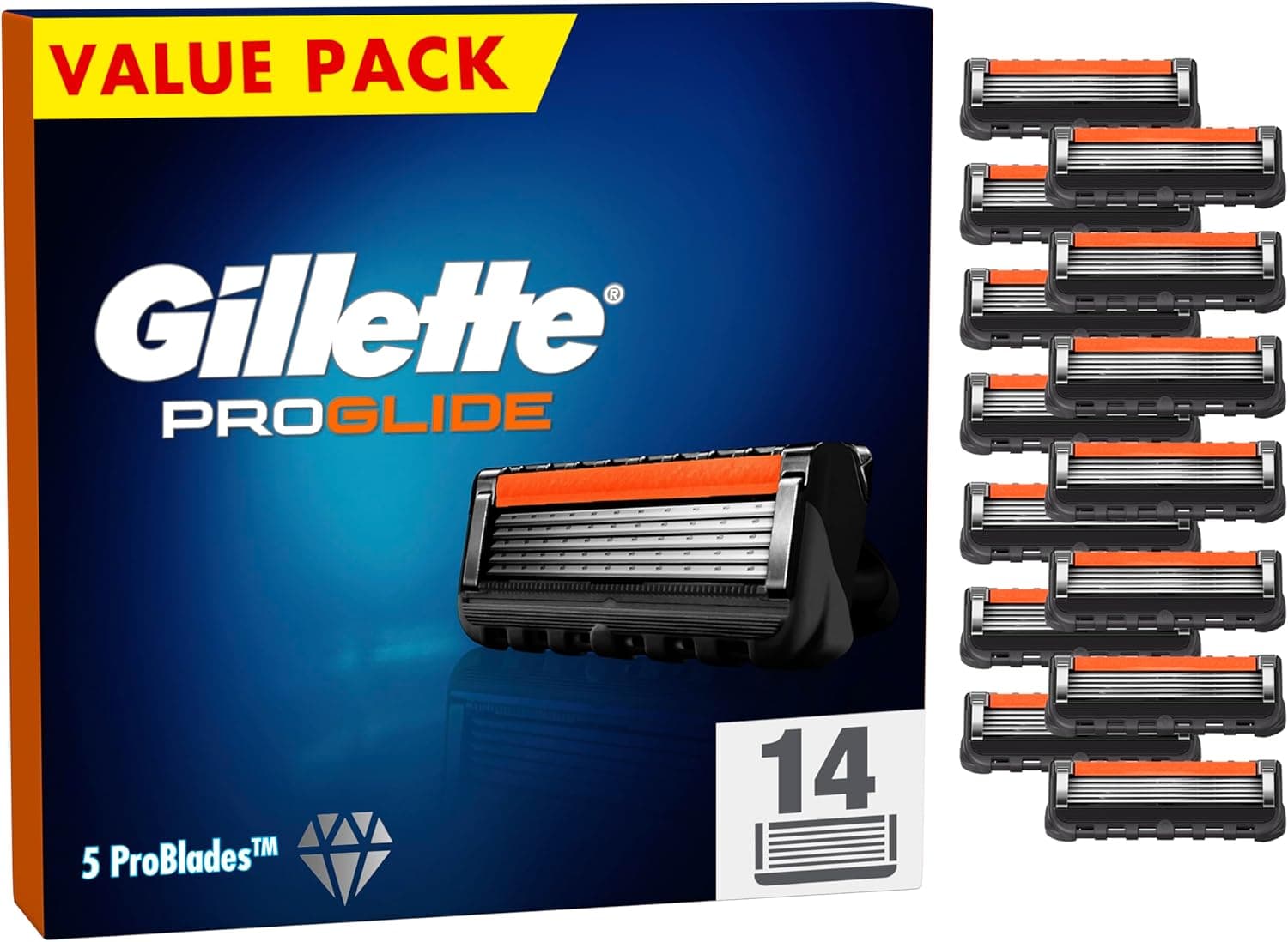 Gillette ProGlide | Lâminas de barbear para homem com tecnologia FlexBall, pack de 14 recargas