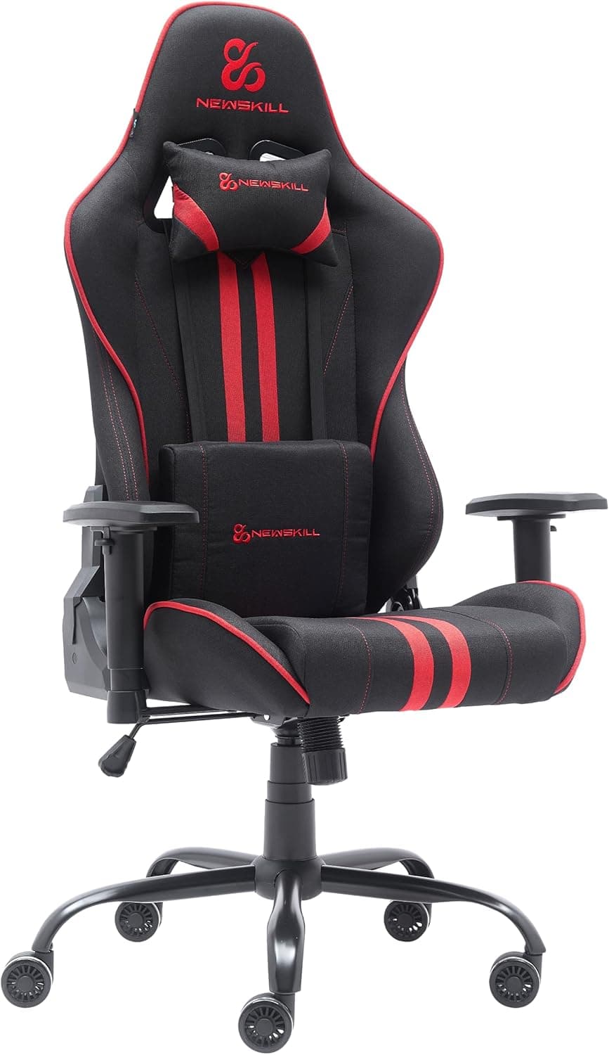 NEWSKILL Kitsune V2 Cadeira ergonómica para jogos com reclinação de 180°, espuma de alta densidade e apoio de braços 2D, cor vermelha