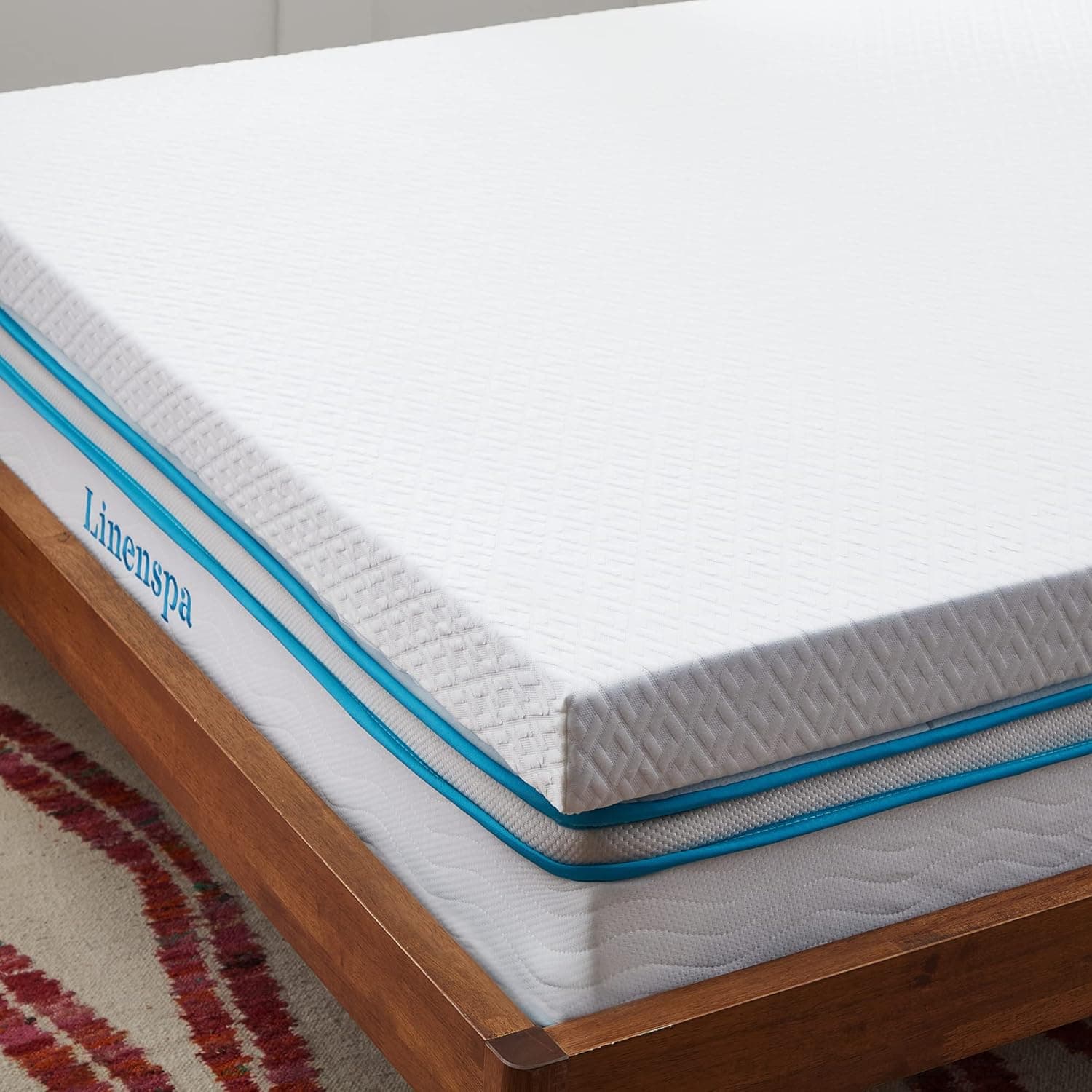 Linenspa Sobrecolchão viscoelástico para colchão, 100 x 200 cm, espessura de 10 cm, com gel e capa com fecho de correr lavável, Oeko-Tex