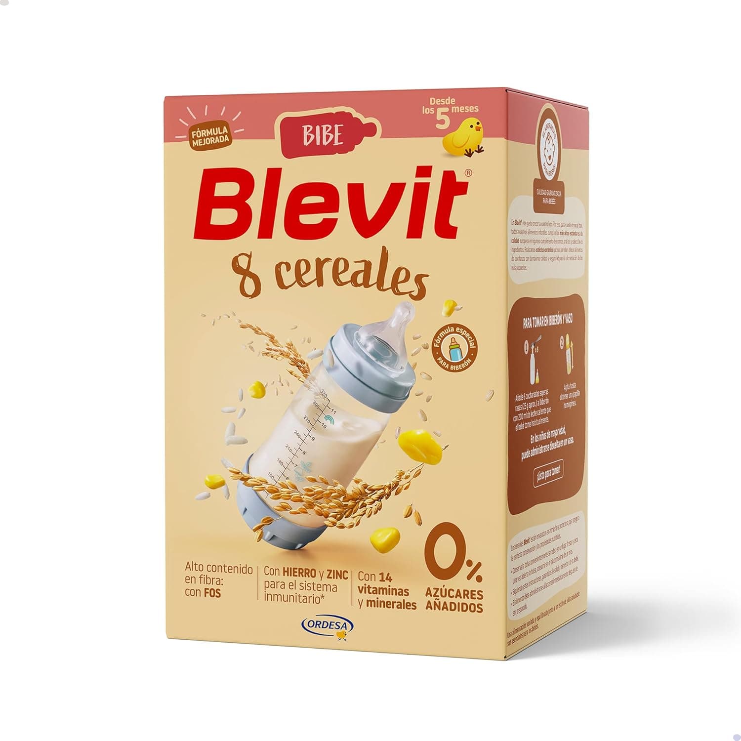 Blevit Bibe 8 cereais | 500 g, papa para bebé a partir dos 5 meses com 95% de cereais - 14 vitaminas e minerais