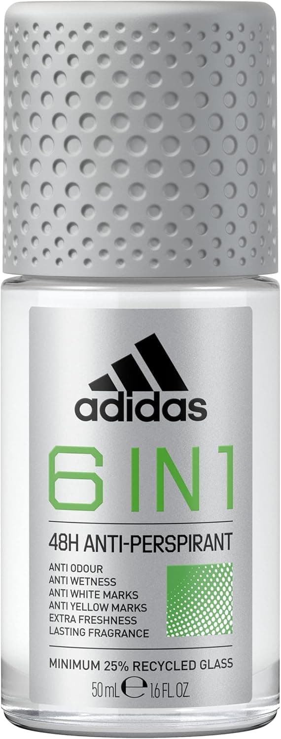 Adidas 6 in 1 | Desodorizante roll-on antitranspirante, 50 ml, para homem