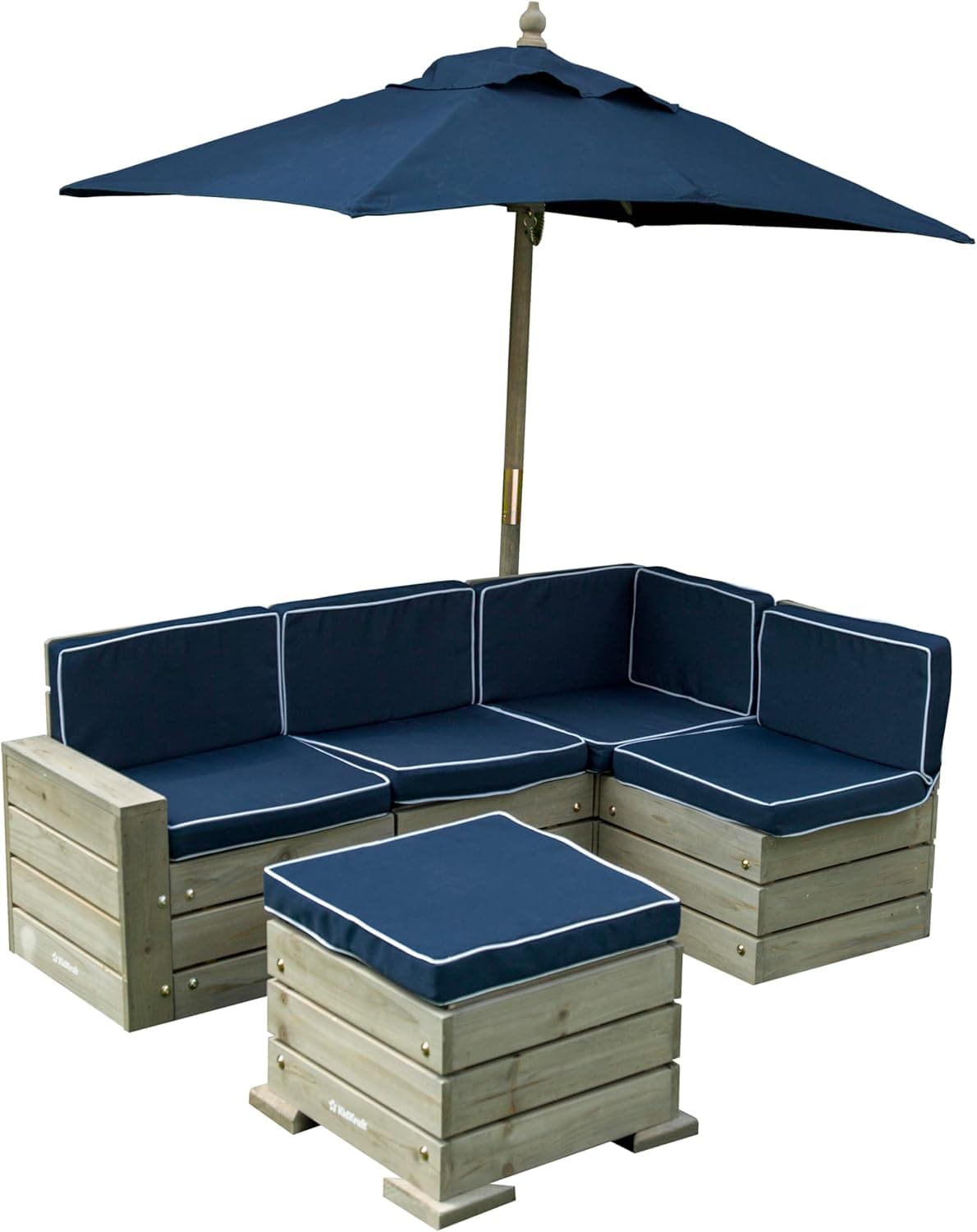 KidKraft Sofa jardim exterior com banco para crianças, sofá infantil de madeira com almofadas, conjunto de jardim, móveis de terraço, pátio (20177), exclusivo na Amazon