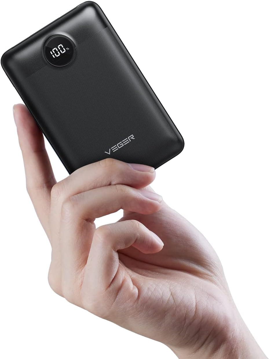 VEGER Bateria externa de carregamento rápido, 20000 mAh Power Bank, USB C 22,5 W bateria portátil, PD 20 W QC 3.0 carregador portátil, Powerbank USB C Input & Output com iPhone Samsung Huawei etc