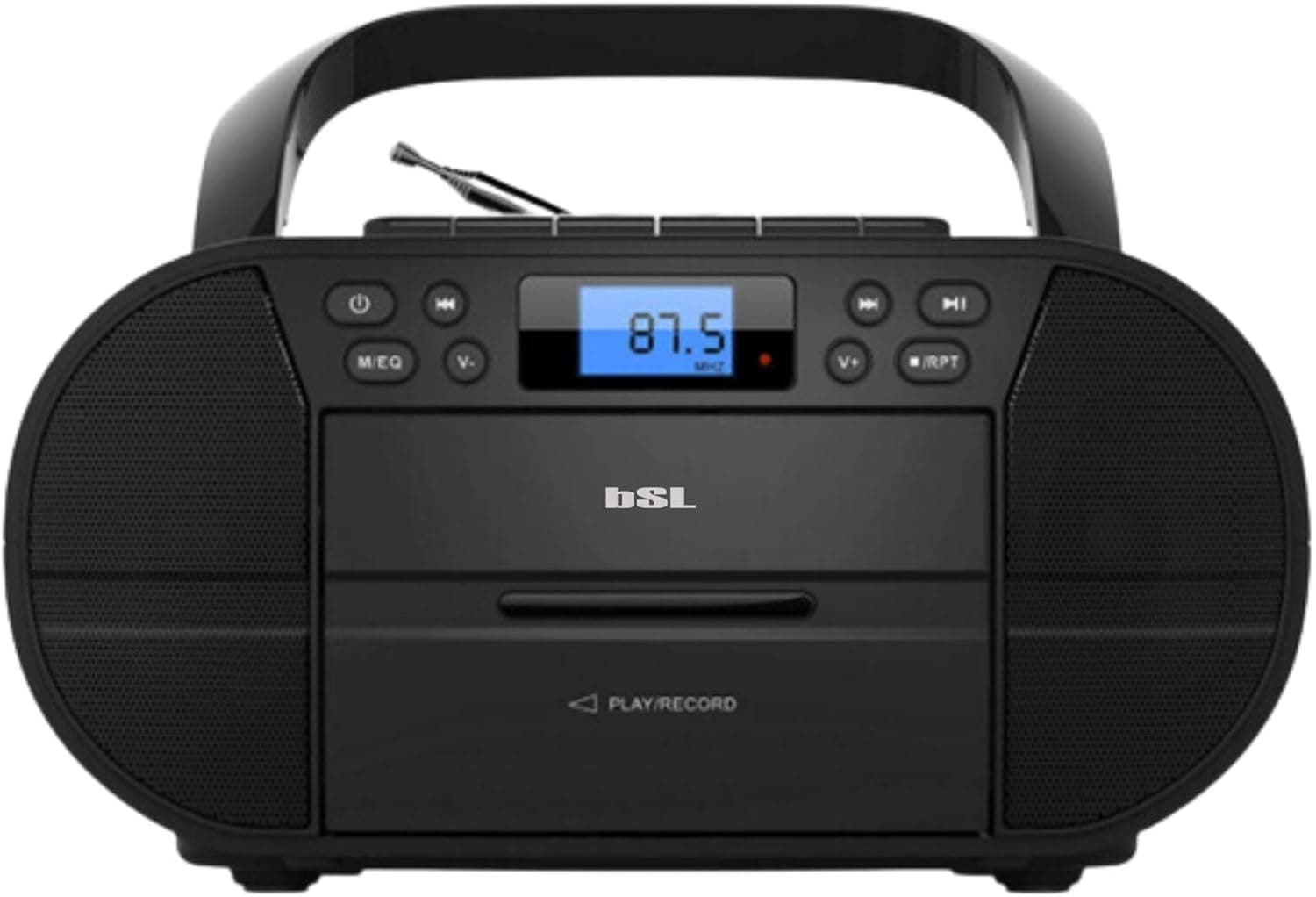 BSL Boombox Rádio CD portátil com cassete e Bluetooth JL2021A | com 6 W de potência RMS, rádio FM e porta USB compatível com arquivos mp3, Display LCD, entrada AUX IN e saída auriculares