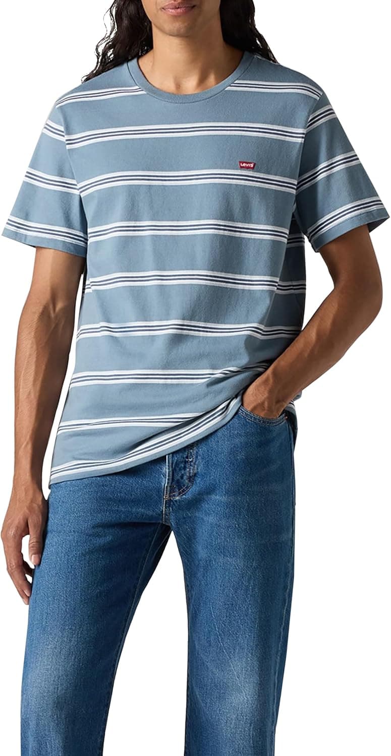 Levi's SS Original Housemark Tee - T-shirt para Homem, Rowan Stripe Steam B